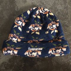 【Supreme】18FW シュプリーム 刺繍ロゴ 総柄 花柄 ボタニカル柄 ローズ ニット帽 ビーニー 正規品 Supreme 18FW Rose Jacquard Beanie