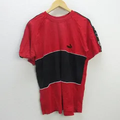 k■90年代■プーマ/PUMA 袖ライン クルーネックTシャツ【L】赤/MENS■18【中古】