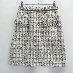 ◇ Apuweiser-riche アプワイザー・リッシェ 総柄 ひざ丈 タイト スカート サイズ1 ホワイト系 レディース E  【1406050059385】