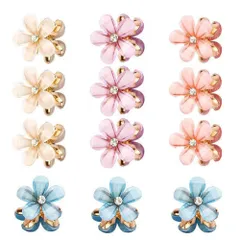 【在庫処分】ヘアクリップ ヘアクリップ ヘアクリップ ヘアピンヘアアクセサリー 花 ミニ 【12個セット】ミニ ミニヘアクリップ CAIYUDPTTS
