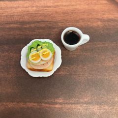 ミニチュアフード　ゆでたまごハムトースト