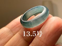 L11-114 氷種 紺色 13.5号 天然グアテマラ産 A貨 本翡翠 くりぬき リング