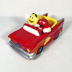 M&M Ceramic Candy Dish Car HotRod　エムアンドエムズ　オープンカー　ホットロッド　置物　陶器　ヴィンテージ　アンティーク　アメトイ