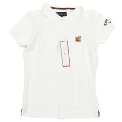 キャロウェイ CALLAWAY CHEV18 ベア クマ ワッペン 鹿の子 カノコ ポロシャツ 半袖 ロゴ 刺繍 ゴルフウェア トップス サイズM ホワイト 白 レディース YBA11