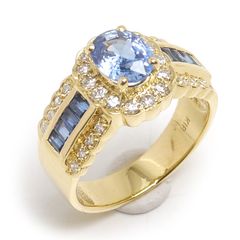 サファイアダイヤリング 約14号 K18YG・S1.39ct・D0.38ct