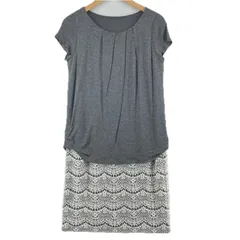 極美品 en recre アンレクレ レース オールシーズン ワンピース レーヨン グレー レディース 2【古着】【中古】【送料無料】