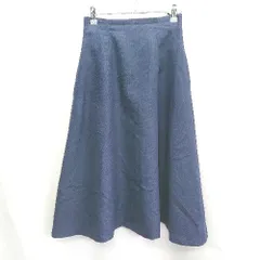 ◇ NATURAL BEAUTY BASIC 厚手 綺麗め 上品 大人 ひざ下 フレア スカート サイズS ネイビー レディース E  【1406050060121】