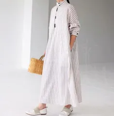 antiqua 大人が着たいストライプワンピース