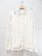 axes femme アクシーズファム アンサンブル ブラウス 長袖 タンクトップ レース 刺繍 花柄 Mサイズ 生成り TS94X11