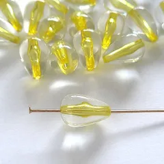 シースルー クリアビーズ 【 12個 14.5mm 】 ドロップ 雫ビーズ カラフル 透明 大人 綺麗 クリア 雫 パー( イエロー )