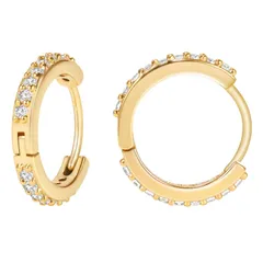 DAISYHOUSE イヤーカフ 18金 ピアス レディース ジルコニア フープリング ノンホールピアス キャッチ不要 金属アレルギー対応 両耳セット 二色 (ゴールド)