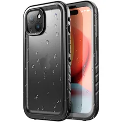 SPORTLINK iPhone 15 用 防水ケース iPhone 15 用 耐衝撃 ケース 完全防水 IP68防水等級 防雪 防塵 耐衝撃 360°全面保護 QI充電 フェイスID 認証対応 操作便利 超薄型 ストラップ付き 雨の日 アイホン15 防水ケー
