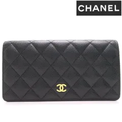 CHANEL 2つ折り長財布 A31509 キャビアスキン 黒 ゴールド金具 ココマーク ブラック 美品 箱袋付 シャネル ◆送料込◆質屋-11014