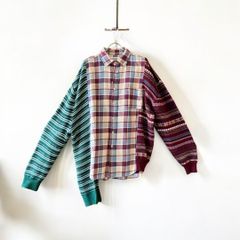 ネルシャツ ニット 再構築 レディース メンズ リメイク シャツ