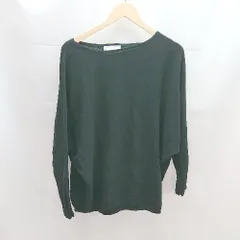 ◇ ANTIQUA アンティカ ドルマン ニット 丸襟 綿 背面スリット 長袖 カットソー サイズF ブラック レディース E  【1304050031564】