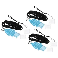 【人気商品】PATIKIL スポーツホイッスル 3個 プラスチックホイッスル ストラップとマウスグリップ付き スーパーラウド ホイッスル アウトドア コーチ レフリー オフィシャル用 ライトブルー