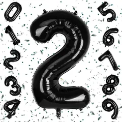 【在庫セール】飾り付け 男の子 ハッピーバースデー 女の子 ナンバー2 ギフト 40インチ 記念日 誕生日 お祝い アルミ風船 パーティー ブラック 結婚式 数字バルーン 披露宴 Exgox
