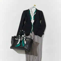 【RIEMA YOKOHAMA】シルクスカーフ Avignon set -アヴィニョン セット- (グリーン×ネイビー)