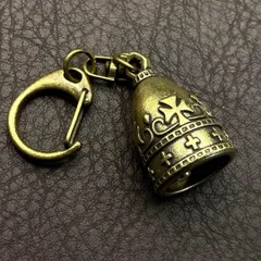 真鍮 キーホルダー ガーディアンベル 鈴 b 十字架 ビンテージ ヴィンテージ ハンドメイド 風水 開運 金運 縁起物 127