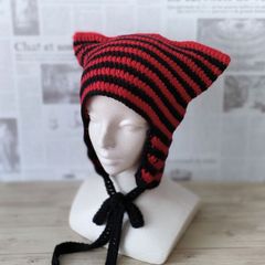 ニット帽ハンドメイドビーニーみみ 猫耳 ニット帽 ハンドメイド ネコ耳 ネコミミ - メルカリ