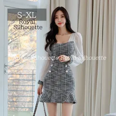 キャバドレス ドレス ブラック ツイード ワンピース 大きいサイズ S M L XL LL ナイトドレス 着痩せ セクシー おしゃれ エレガント レディース オシャレ 上品 デート 結婚式 大人かわいい フォーマル お呼ばれ ワンピース ミニスカート