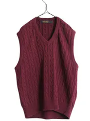 【お得なクーポン配布中!】 90s USA製 ブルックスブラザーズ Vネック コットン ニット ベスト メンズ M 古着 オールド Brooks Brothers セーター ケーブル 重ね着 無地