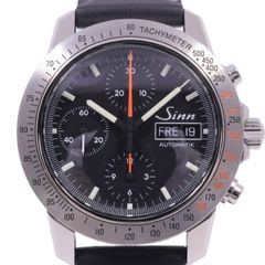Sinn ジン 303 アウトバーン クロノグラフ 自動巻き メンズ 腕時計 デイデイト 黒文字盤 社外ベルト・純正尾錠【いおき質店】