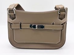 HERMES エルメス ジプシエール ミニ ショルダーバッグ 斜め掛け スイフト レザー エトープ グレー シルバー金具 U刻印 美品