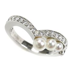 Chaumet ショーメ K18WG ホワイトゴールド ジョゼフィーヌ エグレット ダイヤ パール リング・指輪 083290 ダイヤモンド パール 10号 50 3.9g レディース 中古 美品