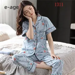 パジャマ レディース 上下セット 前開き 襟付き 半袖 ズボン 綿 ルームウェア セットアップ ナイトウェア 部屋着 寝間着 春 夏