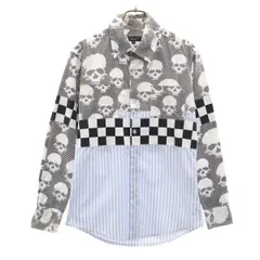 COMME des GARCONS HOMME PLUS コムデギャルソンオムプリュス 日本製 総柄 長袖 シャツ M ドクロ メンズ 古着