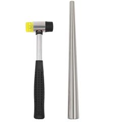 新品 リングゲージ 便利な リング 指輪 サイズ 調整 ＆ コンビハンマー 補修ツール 2点 セット スチール ジュエリー用 工具 道具 プラチナ