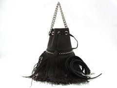 ポーチ付属 極美品 チビナイル クロコダイル バケット ハンドバッグ 黒