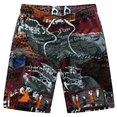 メンズサーフパンツ 水着 海パン 短パン メッシュインナー付き 通気速乾 ポケット サポーター付き 腰ゴム 紐 mm1523 red