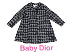 センス抜群！【ほぼ未使用】baby Dior ベビーディオール ウール コート キッズ 千鳥格子 サイズ18 グレー アウター 女の子 2A48