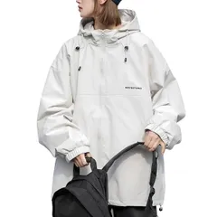 [ウェアビー] 男女兼用 撥水加工 マウンテンパーカー アウトドア 防風 雨 アウター 軽量 防寒 春夏 秋冬 ジャンパー おしゃれ 上着 パーカー ライトアウター ウインドブレーカー アノラック ジャケット 羽織り ゆったり ユニセッ [アイボリー] [M]