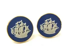 WEDGWOOD ウェッジウッド ジャスパー カフス カフリンクス アクセサリー ブルー系×ゴールド系 DG2427 冠婚葬祭 結婚式 葬式のサムネイル