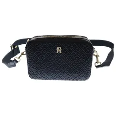 TOMMY HILFIGER (トミーヒルフィガー) ショルダーバッグ ボディバッグ 黒 レザー ゴールド金具