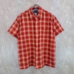 TOMMY JEANS トミージーンズ インド製 グラデーション チェック 柄 胸ポケット オレンジレッド 赤 M シャツ