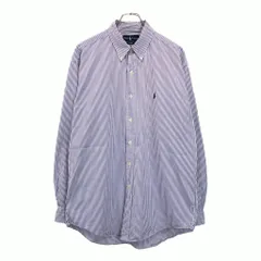 Polo by Ralph Lauren ポロ ラルフローレン ボタンダウン 長袖シャツ ストライプ パープル(メンズ L)中古 古着 U5337