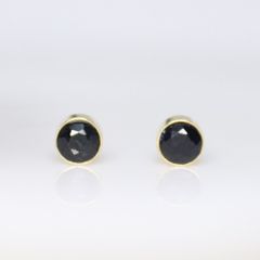 14KGF ブラックサファイア 4mm ベゼル ピアス