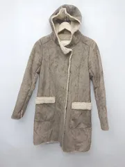 ■ Jewel Changes UNITED ARROWS フェイクムートン フーディ 長袖 コート サイズ 38 ブラウン系 レディース P  【1307060002784】