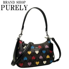 コーチ バッグ レディース COACH ショルダーバッグ マルチ ハート プリント シグネチャー テリ ショルダー バッグ CP112 SVN2R ブラウン×ブラックマルチ