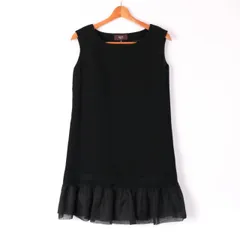 ロペ ワンピース ノースリーブ フリル 黒 無地 ウール フォーマル パーティー レディース 9サイズ ブラック ROPE' 【中古】