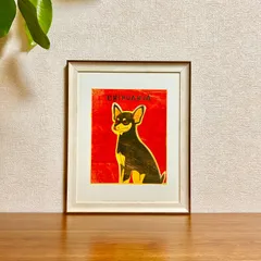 新品☆額縁付アートポスター☆犬の絵☆Chihuahua (black and tan)☆チワワ☆インテリア☆動物病院／店舗様必見◆壁掛け☆12
