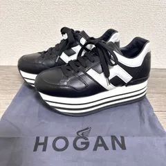 訳あり HOGAN Maxi H222 レザー 厚底スニーカー 36 23cm 黒×白 モノトーン インソール欠品
