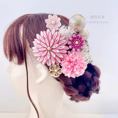 つまみ細工髪飾り【ピンク】成人式　七五三　和装　着物　卒業式　結婚式