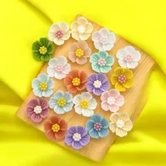 アクリルパーツ カラフル 小花 デコパーツ 20個セット カラーランダム パステルカラー ハンドメイド素材 お花モチーフ pt-2817