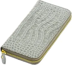 Angel's Closet クロコダイル 長財布 型押し 牛革 メンズ レディース(アッシュグレー)