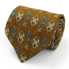 ヴァレンチノ ブランド ネクタイ 総柄 ペイズリー 小紋柄 ダイヤ柄 シルク イタリア製 PO メンズ カーキ Valentino 【中古】